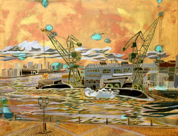 不思議な風景画　神戸の潜水艦