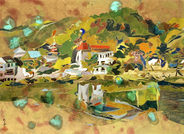 不思議な風景画　池